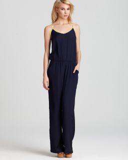 aqua jumpsuit v neck with pockets price $ 98 00 color navy margarita