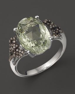 Badgley Mischka Green Amethyst Cocktail Ring With Brown Diamonds