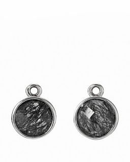 PANDORA Earring Charms   Sterling Silver & Black Rutilite Medallion