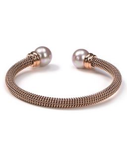 Majorica Stainless Steel and Nuage Pearl Bangle