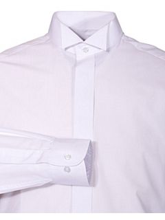 Double TWO Wing collar plain fly front dress shirt White   House of