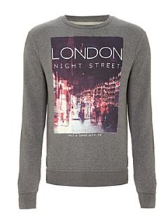 Jack & Jones Long sleeved London graphic sweater Grey Marl   