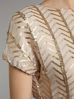 tfnc All over sequin dress with elastic ruched waist Gold   House of
