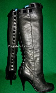 New Karen Millen £250 Long Black Studded Boots Asstd
