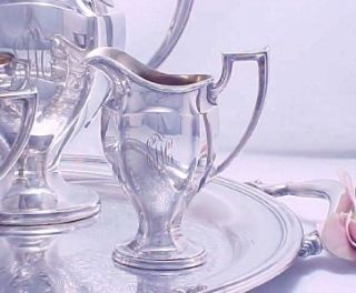 Elegant Gorham Silver Art Deco Style Tea Set w Tray 1920s Excellent