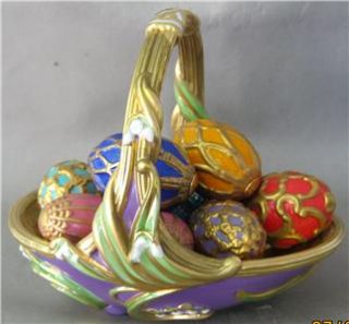 Faberge Franklin Mint Exquisite Porcelain Spring Basket with Ten