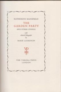 THE GARDEN PARTY by K Mansfield + Lithos by Marie Laurencin, Limited