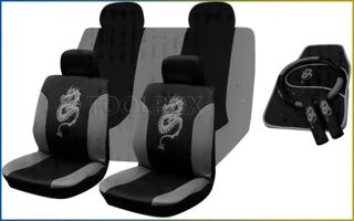 13pc Car Seat Cover Set Grey Dragon Universal