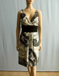 Kay Unger New York Print Dress Black White Gray 12 $390