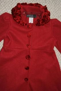Kate Mack by Biscotti Girls Sz 10 Long Red Fleece Dress Coat Jacket