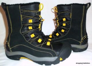 Youth Boys Keen Sz 6 Vail Black Yellow Insulated Winter Snow Boots
