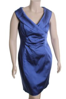 Kay Unger New Purple Portrait Neck Pleated Front Sleeveless Cocktail