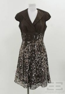 Kay Unger Brown Black Printed Cap Sleeve Dress Size 6