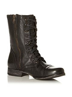 Steve Madden Troopa Sm Lace Up Calf Boot Black   