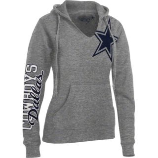 Dallas Cowboys Womens Grey Jersey Notch Halle Hooded Sweatshirt