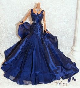 Barbie Silkstone Royalty Royal Blue Satin Charmeuse Gown