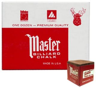 Master Brown Pool Billiard Cue Stick Chalk 12 Pack