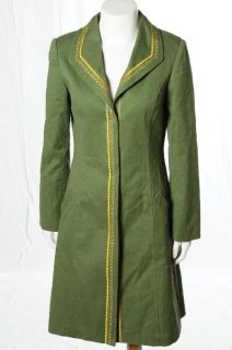 Marc Jacobs Kelly Green Gold Embroidered Mod Car Coat Evening Jacket