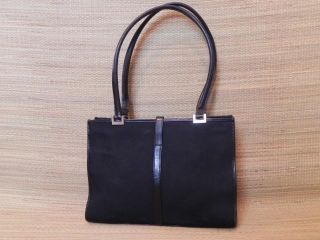 100 Authentic Gucci Jackie O Black Canvas Leather Handbag Purse