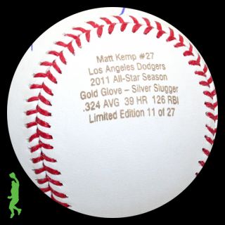 Matt Kemp Signed Auto 2011 All Star Season Stat Baseball Ball Dodgers