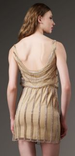 Dress Sz 4 Gold Silk Beaded Seen on Kerry Washington & Nina Dobrev
