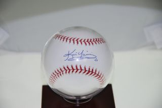 Kevin Youkilis White Red Sox MLB Rawlings Baseball Ball Signed w Stand