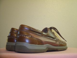 Pelican Bay Key Largo Brown Leather Boat Deck Shoes Size 10 w Mens U