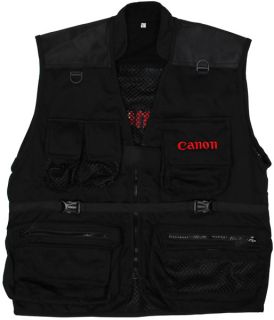 Pro Black Photography Vest for Canon DSLR Camera Photographer Sizes L