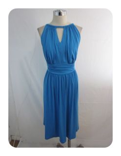 New New Directions Sky Blue Jersey Keyhole Empire A Line Dress 20W $94