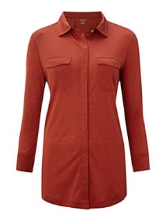 Lands End Women`s silk blend three quarter sleeve shirt Orange   