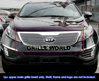 Fits 2011 2012 Kia Sportage Stainless Steel Chrome x Mesh Grille Grill