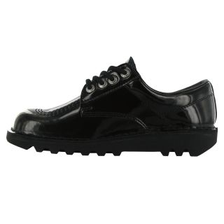 Kickers Kick Lo Patent Black Leather Womens Shoes