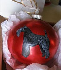 Kerry Blue Terrier Dog Christmas Ornament Handpainted