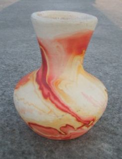 Red Swirl Small Vase Nemadji Art Pottery Indian Head USA Mark Vintage