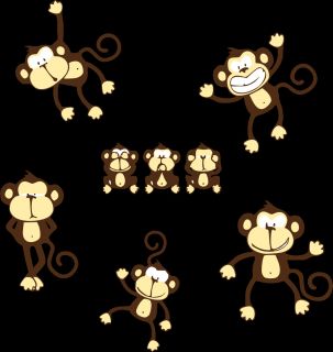 Cute Monkeys New Mural Jungle Animal Stickers for Kids Room