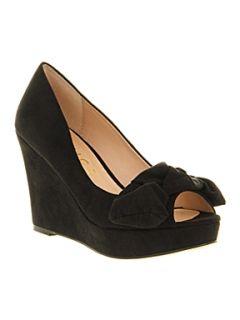 Office Bow Peep Wedge Shoes Black   