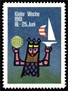 Poster Stamp Germany Kieler Woche 1961