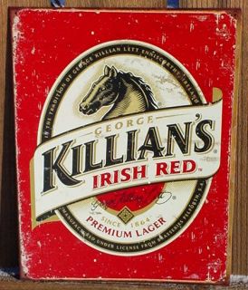 Tin Bar Pub Sign Killians Irish Red Lager Logo Ad Beer