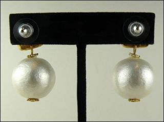 24KT Square Gold Pearl Earrings Susan Shaw Free SHIP