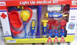 Light Up Toy Kids Play Medical Doctor Kit Set Carrying Case 11 PC