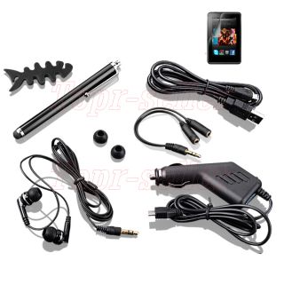 PU Leather Case+Car Charger+Stylus+SP For  Kindle Fire HD 7