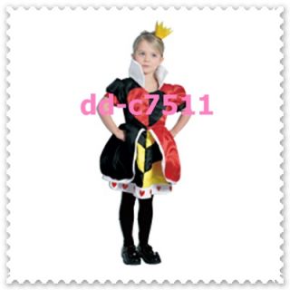 Alice in Wonderland Dress up Costume Child Queen Of Hearts M Halloween