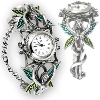 Alchemy Fairie Spirit Adjustable Chain Bracelet Green Enameled Wings
