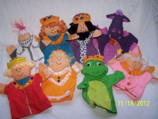 8PC Lot Childs Hand Puppets Puppet Renaissance King Queen Knight Fairy