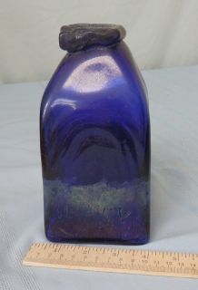 1970 Kimrie Newcomb Studio Art Glass Iridescent Colbalt Blue Milk