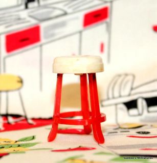 Renwal Vintage Dollhouse Furniture Kitchen Stool w Revolving Seat 3 4