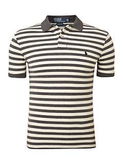 Polo Ralph Lauren Slim fitted twin striped polo shirt Grey   