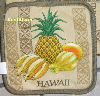 Hawaii Kitchen Towel Oven Mitt Fruit Pineapple Board