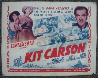 Kit Carson Half Sheet Movie Poster 1940 Dana Andrews Jon Hall Lynn