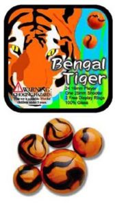 Marble 24 Collectible Marbles 1 Shooter Net Bag Bengal Tiger